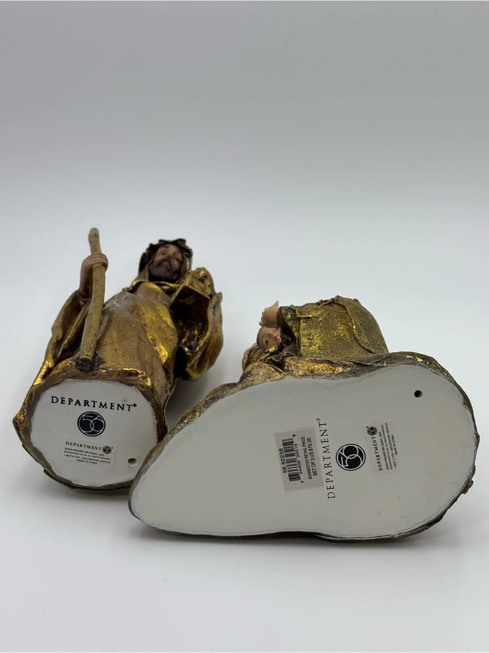 Department 56‎ Vintage Gold Gilded Holy Family Set of 3 Nativity Figurine